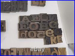 Huge Lot of 120+ VTG Printer's Wooden Printing Blocks, Various Fonts & Styles