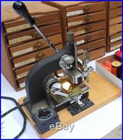 Kingsley Hot Foil Stamping Machine + Huge Lot Wood Boxes Type Set Fonts Foil Nr