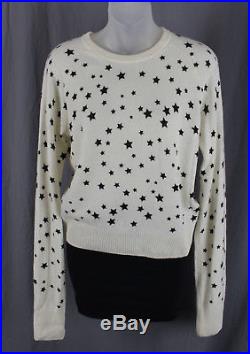 Kate Moss Equipment Women's Ivory Black Star Print Cashmere Sweater Top Size S