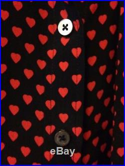 Kate Moss X EQUIPMENT Red & Black Heart Print Silk Blouse Shirt XS / 8 RRP £250