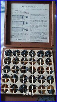 Kingsley 5 Boxes Hot Foil Stamping Machine Type Font in Original Wooden Case