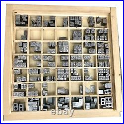 Kingsley Kwikprint Stamping Machine Type Letter Set Script Wood Case