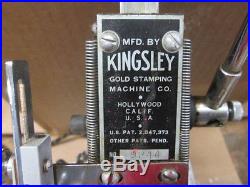 Kingsley Stamping Machine Co. Hollywood Ca. Stamping Machine