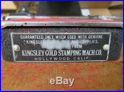 Kingsley Stamping Machine Co. Hollywood Ca. Stamping Machine