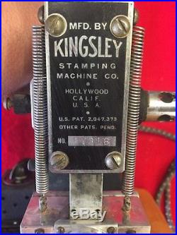 Kingsley Stamping Machine Co. Hollywood Ca. Stamping Machine Serial 17218