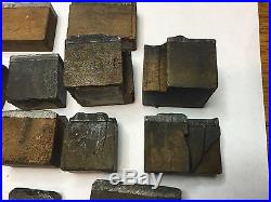 LOT (13) VTG Type Letterpress Printers Blocks Copper On Wood Mixed Lot