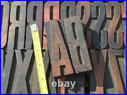 Large 4 Antique VTG Wood Letterpress Print Type Block A-Z Letters #s Comp. Set
