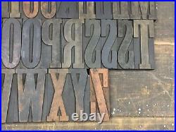 Large 5 Antique VTG Page Clarendon Wood Letterpress Print Type Block Letter Set