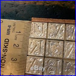 Letterpress Lead Type Unknown Typeface Ornate Initials Square Block
