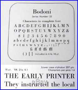 Letterpress Metal Type ATF 18 pt BODONI complete font excellent