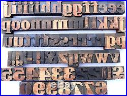 Letterpress WOOD Type 1 5/16 ALPHABET 129pcs Exceptional RARE DESIGN Typeface