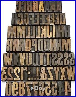 Letterpress WOOD Type 2 ALPHABET + Numbers 74pcs Great Old Typeface