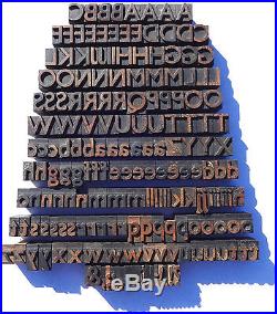 Letterpress WOOD Type 5/8 ALPHABET 187pcs Both U/C & l/c GILL SANS Typeface
