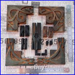 Letterpress border wood printing blocks ornaments decorative Art Nouveau old Z