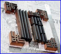 Letterpress border wood printing blocks ornaments decorative Art Nouveau vtg Z