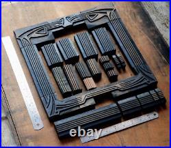 Letterpress border wooden printing blocks ornaments Art Nouveau vintage wood old