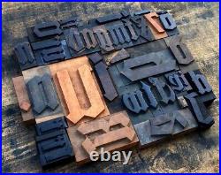 Letterpress gothic wood printing blocks type printer letter typography antique