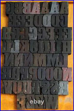 Letterpress wood printing blocks 56 pcs 1.93 tall alphabet type woodtype ABC