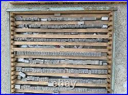 Letterpress wood type characters drawer Antique Morgan Sign Line o Scibe