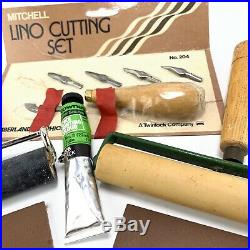 Lino Cutting Block Printing Equipment Vintage Roller