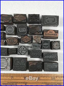 Lot of 63 Gas Oil Tire Printing Blocks Vintage Old Advertising Letterpress Stamp