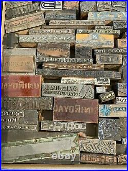 Lot of Vintage Metal & Wood Letterpress Printer Printing Blocks Images Advertisi