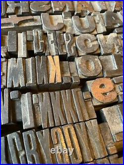 Over 150 Antique Vintage Letterpress Printers Wooden Type Block Letters 22mm