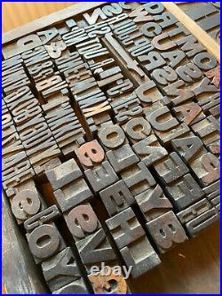 Over 150 Antique Vintage Letterpress Printers Wooden Type Block Letters 22mm