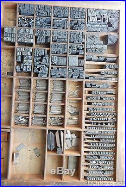 Over 400 Piece Mixed Lot Antique Metal LetterPress Type Ornament Border Case