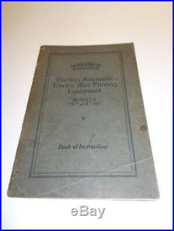 Pease Peerless Automatic Electric Blue Printing Equipment Instructions 1929