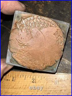 Print Block Magnificent Eagle on Shield Pluribus Unum. Copper Face