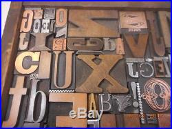 Printing Letterpress Printers Block, Large Mixed Letter Collage 12 x 12, Antique