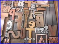 Printing Letterpress Printers Block, Large Mixed Letter Collage 12 x 12, Antique