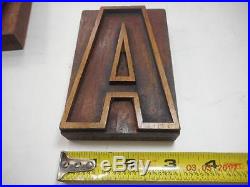 Printing Letterpress Printers Block, S B & Co. Alphabet Solid Wood, Antique