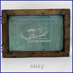 RARE Vintage SILK SCREEN PRINTING FRAME Lamborghini Countach Art 19.5x13.75