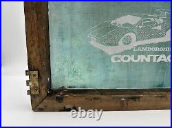 RARE Vintage SILK SCREEN PRINTING FRAME Lamborghini Countach Art 19.5x13.75