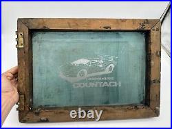 RARE Vintage SILK SCREEN PRINTING FRAME Lamborghini Countach Art 19.5x13.75