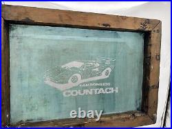 RARE Vintage SILK SCREEN PRINTING FRAME Lamborghini Countach Art 19.5x13.75