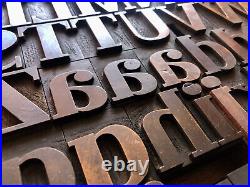 Rare Antique 101 piece Letterpress Printing WOOD TYPE Serif font Full Alphabet