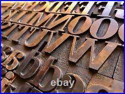 Rare Antique 101 piece Letterpress Printing WOOD TYPE Serif font Full Alphabet