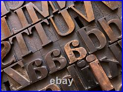 Rare Antique 101 piece Letterpress Printing WOOD TYPE Serif font Full Alphabet