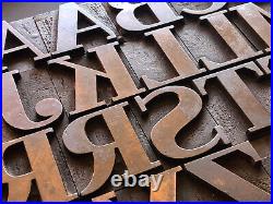 Rare Antique 101 piece Letterpress Printing WOOD TYPE Serif font Full Alphabet