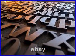 Rare Antique 101 piece Letterpress Printing WOOD TYPE Serif font Full Alphabet