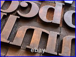 Rare Antique 101 piece Letterpress Printing WOOD TYPE Serif font Full Alphabet