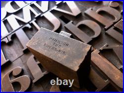 Rare Antique 101 piece Letterpress Printing WOOD TYPE Serif font Full Alphabet