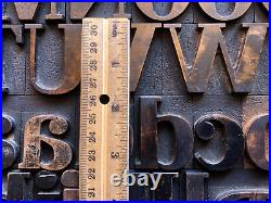 Rare Antique 101 piece Letterpress Printing WOOD TYPE Serif font Full Alphabet