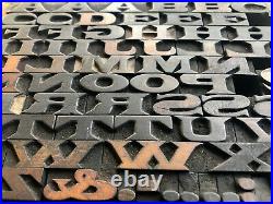 Rare Antique 66 piece Letterpress Printing WOOD TYPE Pointy short wide font