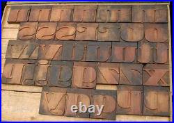 Rare fancy Alphabet 103 pcs 4.41 wood printing blocks Letterpress wooden type