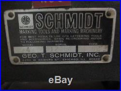 Schmidt Model 4 Marking Machine Metal Press Stamp Machine