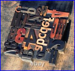Unique Collage composition letterpress wood type characters printing old rare
